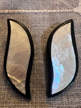 Iridescent Mother of Pearl Curved Earrings